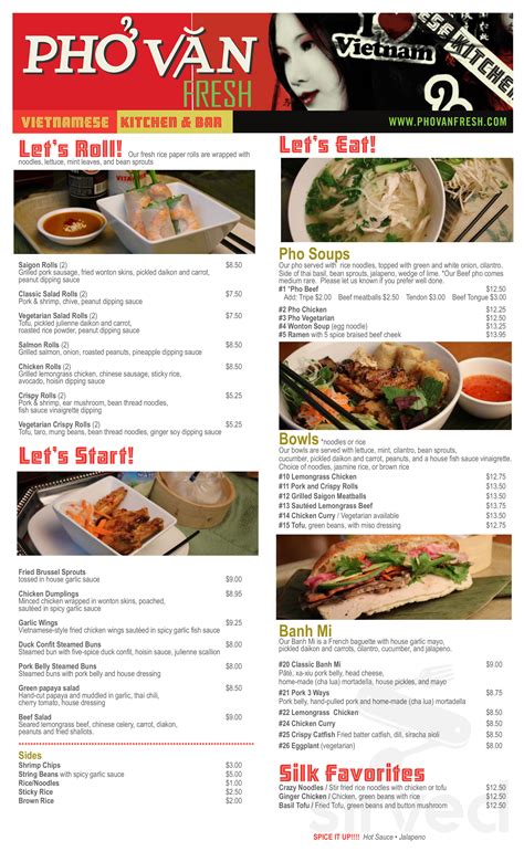 phở vân restaurant menu|pho van fresh menu.